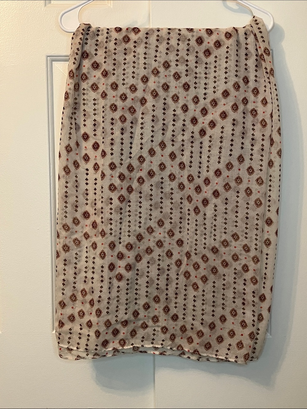 NWOT Large Square Cream Pink Patterned Infinity Scarf